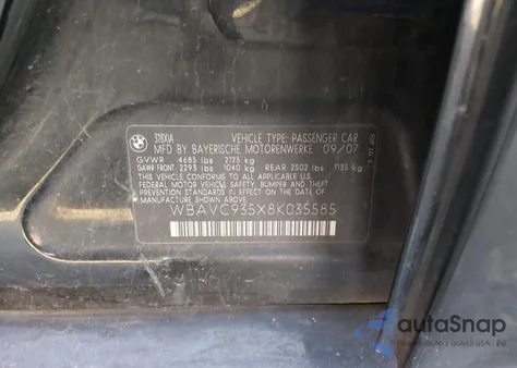 2008 BMW 328Xi из США, поврежденный, VIN WBAVC935X8K035585